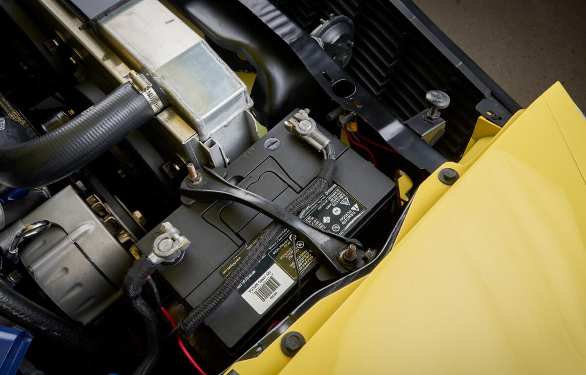 Car battery in a Ford Mustang.