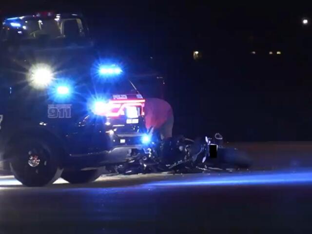 A motorcycle and a car crashed on Fort Campbell Boulevard in Oak Grove on March 20, 2026. (Enrique Hernandez, Dash 10 Media)
