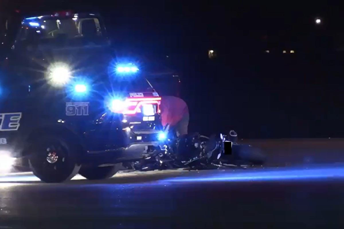 A motorcycle and a car crashed on Fort Campbell Boulevard in Oak Grove on March 20, 2026. (Enrique Hernandez, Dash 10 Media)