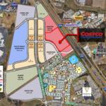 Aerial map of a shopping district showing Costco, Target, and Governor's Square Mall with surrounding retailers and roads nearby I-24 and Dunlop Lane.