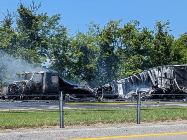 A tractor trailer fire on Interstate 24 in Christian County on Aug. 5, 2026. (Christian County Sheriff's Office, contributed)