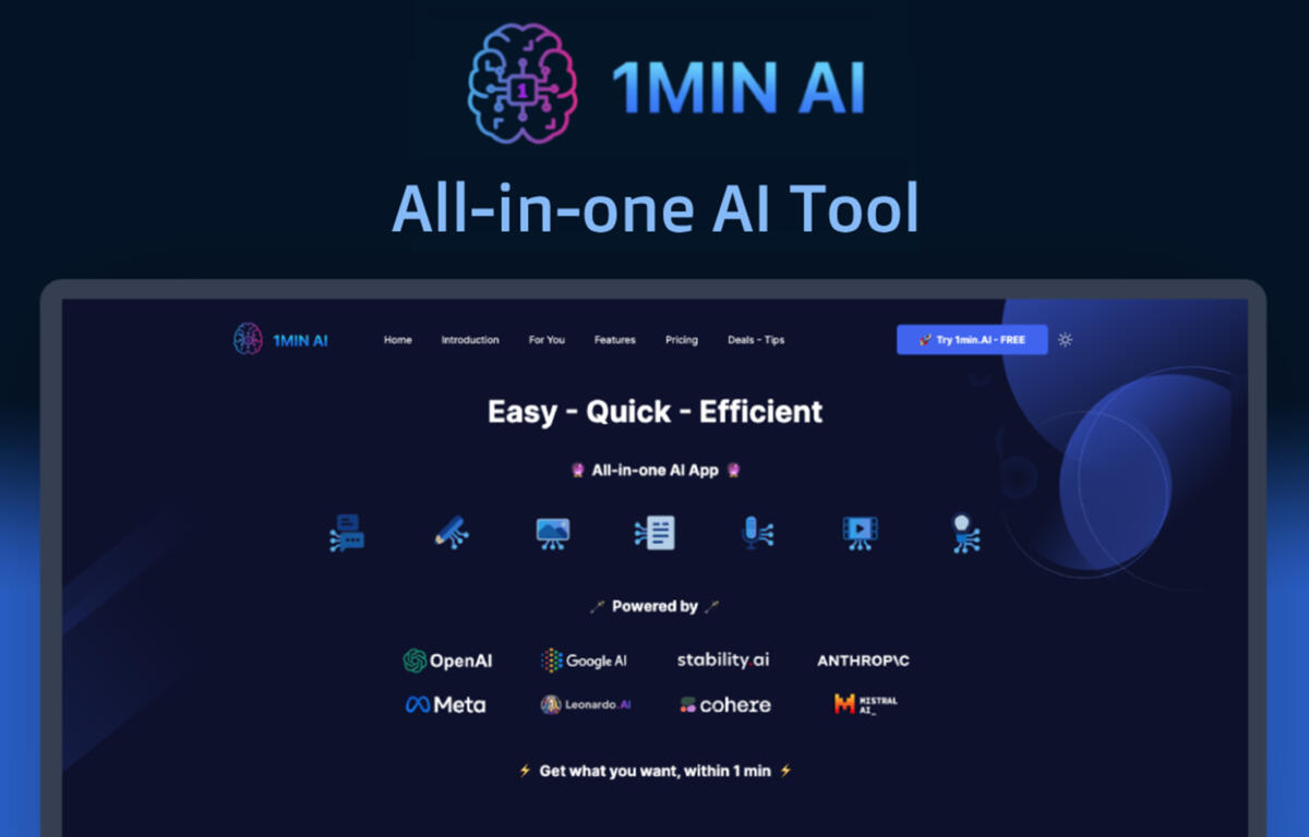 1min.AI Deal Combines Multiple AI Tools in a $69.97 Lifetime Plan